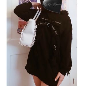 LIZ LISA 🌸 Black Message Ribbon Hoodie (2022) From Tokyo Kawaii Life